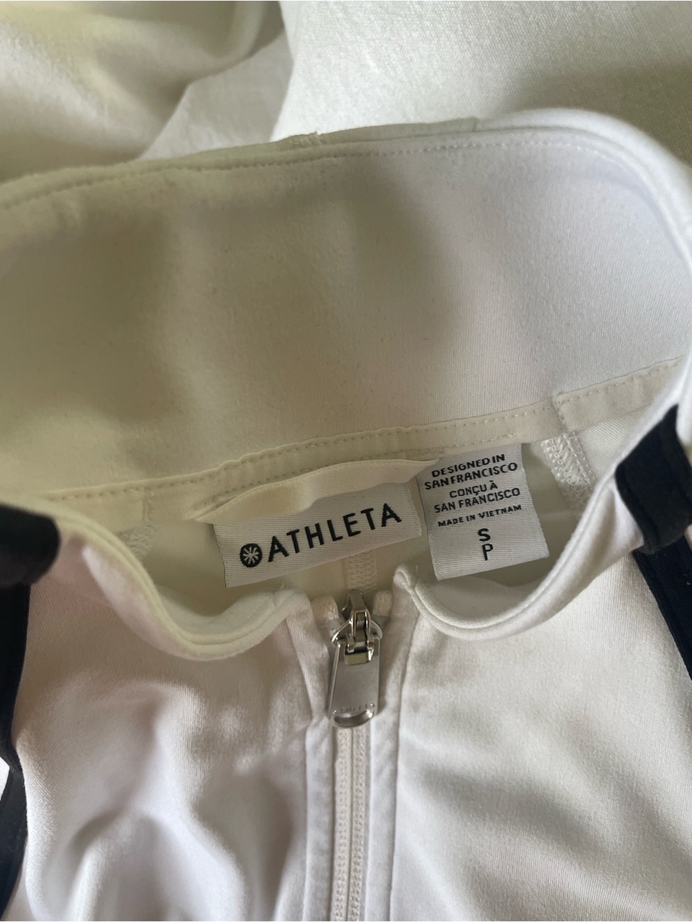 Athleta White Zip Jacket with Black Trim - Picture 4 of 4